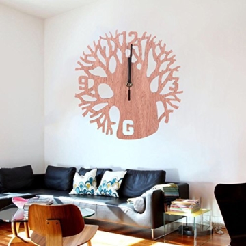 Little Finger Creative rund Baum Zahlen Holz Wanduhr Wohnzimmer Schlafzimmer Home Wand-Decor - 2
