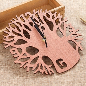Little Finger Creative rund Baum Zahlen Holz Wanduhr Wohnzimmer Schlafzimmer Home Wand-Decor - 4