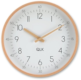 QLK Wanduhr SLIGHT - Holz - geräuscharmes Uhrwerk (weiß) - 1