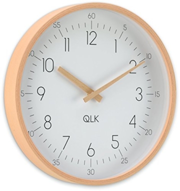 QLK Wanduhr SLIGHT - Holz - geräuscharmes Uhrwerk (weiß) - 2