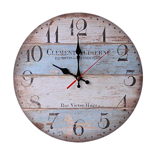 samLIKE wanduhr,Vintage Style Nicht-tickende Stille Antike Holz Wanduhr für Home Kitchen Office (C) - 1 samLIKE wanduhr,Vintage Style Nicht-tickende Stille Antike Holz Wanduhr für Home Kitchen Office (C) - 1