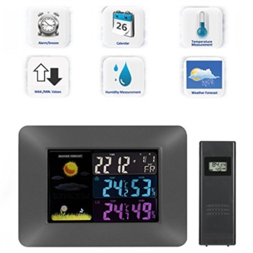 Sharplace Digitale Farb-LCD Drahtlose Wettervorhersage Uhr Thermometer Hygrometer Eu Plug - 8