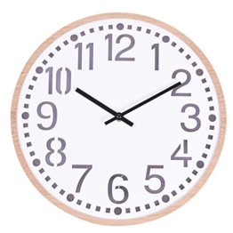Uhr mit Beleuchtung Ø33cm Holz weiß Wanduhr Dekouhr Batteriebetrieb Küchenuhr - 1