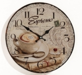 Wanduhr aus Glas INKLUSIV Batterie - Motiv: Espresso Kaffee Cafe Coffee Cappuccino - Küchenuhr Glasuhr - Uhr Größe 34cm rund - 1