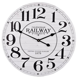 Wanduhr Caledonian Railway Antik Design Vintage Holz 60x60cm weiss - 1