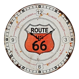 Wanduhr Holz XXL 58cm rund - USA Route 66 Vintage Shabby Retro Used Look Amerika Trucker Uhr Wanddeko Dekoration Großuhr - 1