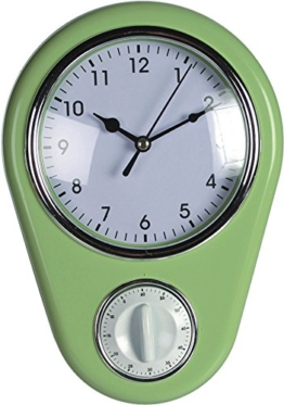 Wanduhr »Kitchen« Retro 50er Jahre Design mit Kurzzeitwecker (Grün) - 1