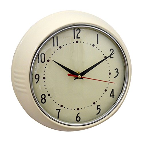 Wanduhr Uhr Küchenuhr Retro Vintage Design Metall Glas Metalluhr creme rund shabby Quarzuhr Landhaus 50er 50s 60er deko antik - 1 Wanduhr Uhr Küchenuhr Retro Vintage Design Metall Glas Metalluhr creme rund shabby Quarzuhr Landhaus 50er 50s 60er deko antik - 1