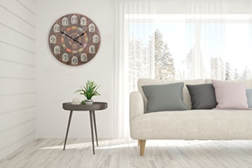 WOHNLING Deko Vintage Wanduhr XXL Ø 60 cm France Holz bunt | Große Uhr rustikal Dekouhr rund | Design Retro Küchenuhr für Küche & Wohnzimmer - 2