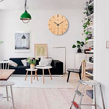 ZWL Woody Wanduhr Creative Study Schlafzimmer Ruhige Uhr Wohnzimmer Wanduhr Uhr 12-16 Zoll Holz Farbe Studio Studio Wanduhr fashion ( größe : 40*40cm ) - 7