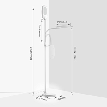 Aglaia LED Stehlampe, dimmbare Standleuchte 11W mit 3 Farbtemperaturen und 4 Helligkeitsstufen,die Stehleucht ( Augenpflege) für Wohnzimmer -Weiß - 7