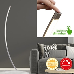 Briloner Leuchten LED Stehlampe, Bogenleuchte, Stufenlos Dimmbar, 1200 Lumen, Metall, 12 W, Matt-Nickel, 148 x 56 x 30 cm - 1