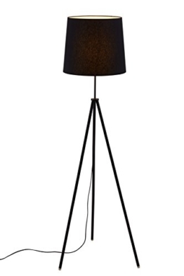 Briloner Leuchten Stehlampe, Wohnzimmerlampe Lampenschirm, Inkl. Schnurschalter, E27, Höhe: 139.5 cm, Metall, Schwarz, 60 x 60 x 139.5 cm - 1