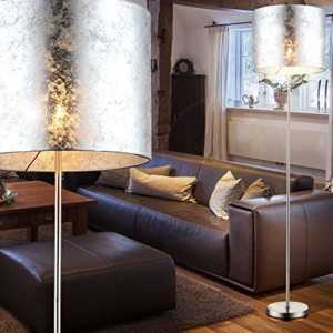 Design Steh Leuchte Stoff Decken Fluter Lese Stand Lampe silber glänzend Globo 15188S - 6