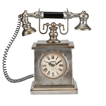 [en.casa]® Dekorative Standuhr altes Telefon Design mit analoger Anzeige - 35 x 19 x 33 cm - mehrfarbig - 2