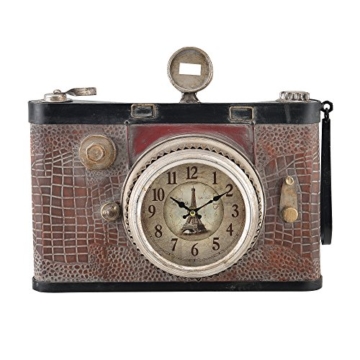 [en.casa]® Dekorative Wanduhr alte Fotokamera Design mit analoger Anzeige - 43 x 14 x 34 cm - mehrfarbig - Glas - 2