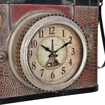[en.casa]® Dekorative Wanduhr alte Fotokamera Design mit analoger Anzeige - 43 x 14 x 34 cm - mehrfarbig - Glas - 3