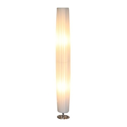 Steh-Lampe weiß mit verchromten Standfuß Höhe 120 cm rund | Sirap | Design Steh-Leuchte mit Plissee Schirm aus pflegeleichtem Latex | Stand-Leuchte für Wohnzimmer 120cm - 1