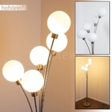 Stehlampe Bernado - Deckenfluter LED mit 5 Echtglaskugeln - Moderner Standleuchte fürs Wohnzimmer - Indirektes, warmweißes Licht für eine gemütliche Lichtstimmung in Ihren Räumen - 1