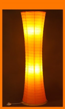 Trango Reispapier Stehleuchte Stehlampe in modernem Design 125 x 35cm (Stehleuchte in orange TG1230) - 1