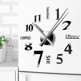 3D Wanduhr, Infreecs Moderne Clock Metall Rahmenlose Wandaufkleber groß Uhren Style Raum Home Dekorationen Tolles Geschenk - 1