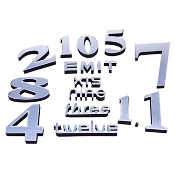 Asvert moderne einfache große Wanduhr geeignet für Wohnzimmer kreativ Kunst Uhr Wanduhr DIY Persönlichkeit Mode Digitale Wanduhr 120*120cm (Silber) - 2