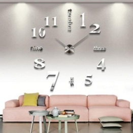 Asvert moderne einfache große Wanduhr geeignet für Wohnzimmer kreativ Kunst Uhr Wanduhr DIY Persönlichkeit Mode Digitale Wanduhr 120*120cm (Silber) - 1