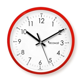 Decowall DSH-M22R 8.8" Nicht-tickende Stille Metall Modern Wanduhr DIY für Wohnzimmer Küche Büro (22.5cm, Rot)  - 1
