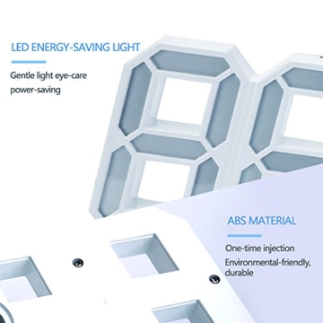 EVILTO- LED Digital-Wecker dimmbar, Digital LED Tisch & Wanduhr Wecker mit einstellbarer Helligkeit Funktion für Schreibtisch Wand Bett (Schwarz-Weiß) - 3