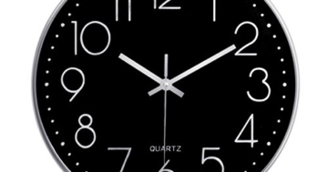 Foxtop 12 Zoll Modern Quartz Lautlos Wanduhr Schleichende Sekunde ohne Ticken, (Ø) 30 cm (Silber) - 1