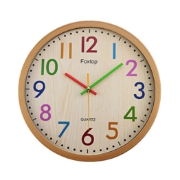 Foxtop Modernen Kinderwanduhr Stille Nicht-tickende Wanduhr mit Farbenfrohem Design, ohne Ticken Wanduhr, (Ø) 32 cm - 1