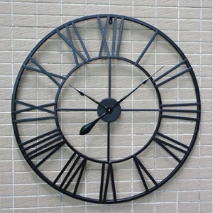 H&M Wanduhren Wanduhr retro schwarz römische Ziffern runde Wand Wanduhr ruhige Uhr Mode einfache Wohnzimmer Küche Restaurant Schlafzimmer Wanduhr -80cm - 6