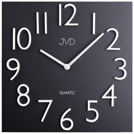 JVD HB16 Wanduhr Quarz analog Metall schwarz viereckig modern Magnetzahlen - 1