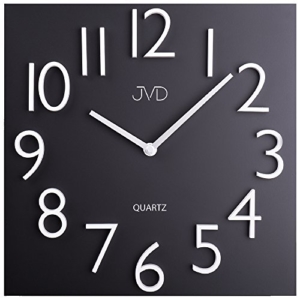 JVD HB16 Wanduhr Quarz analog Metall schwarz viereckig modern Magnetzahlen - 1