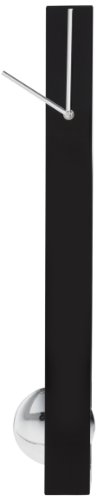 Kare 32532 Wanduhr Pendulum, moderne, lautlose Pendeluhr, lange, schmale, schwarze Designpendeluhren mit Quarzuhrwerk, schwarz-silber, (H/B/T) 65x6x6cm - 1