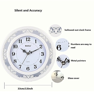 KKLOCK Wanduhr Uhr Wanduhren Lautlos für Wohnzimmer Büro Schlafzimmer Badezimmer Küche Kinderzimmer Mini Einfache AA Batterie Ø35cm Runde Großes Retro Nostalgie Vintage Fassung mit Ziffern Cartoon Owl Uhren [Enthält keine Batterie] - 4