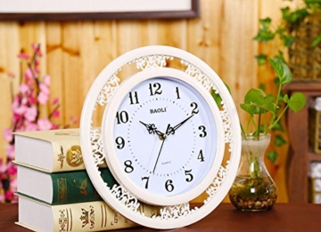 KKLOCK Wanduhr Uhr Wanduhren Lautlos für Wohnzimmer Büro Schlafzimmer Badezimmer Küche Kinderzimmer Mini Einfache AA Batterie Ø35cm Runde Großes Retro Nostalgie Vintage Fassung mit Ziffern Cartoon Owl Uhren [Enthält keine Batterie] - 5