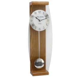 Luxus Pendel Wanduhr Dunkles Holz mit geschwungenem Spiegelpendel - 1