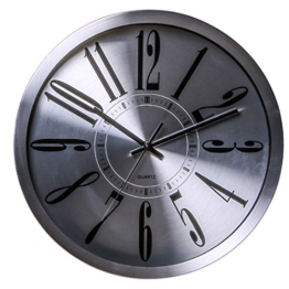 Modern Wanduhr, CT-Tribe Nicht-tickende Stille Modern Wanduhr für Wohnzimmer Küche Büro (Silber 30cm) - 1