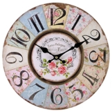 Shabby Chic Floral Patchwork Uhr – Vintage Wanduhren für Wohnzimmer, Schlafzimmer und Küche – Mehrfarbig Cute Retro Style Wanduhr - 1