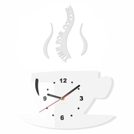 TASSE Time for coffee (Zeit für Kaffee) Moderne Küche Wanduhr weiß, 3d römisch, wanduhr deko - 1