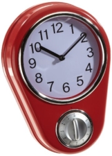 TV - Unser Original 04191 Maxxcuisine 50s Retro Kitchen Style Küchenuhr mit Timer, rot - 1
