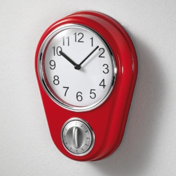 TV - Unser Original 04191 Maxxcuisine 50s Retro Kitchen Style Küchenuhr mit Timer, rot - 3