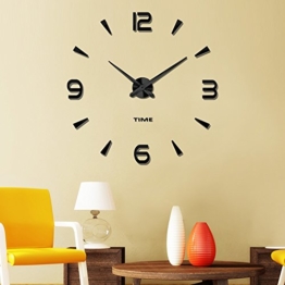 Vangold Moderne Mute DIY große Wanduhr 3D Aufkleber Home Office Decor Geschenk (schwarz-73) - 1