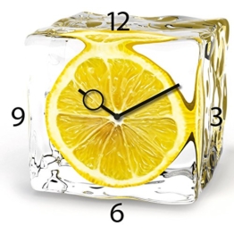 Wanduhr aus Glas für die Küche, Iced Lemon, Zitrone im Eiswürfel, gelb, 30x30 cm von Eurographics - 1