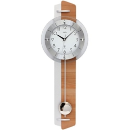 Wanduhr mit Pendel Funk Kernbuche / Aluminium-Applikation Holzrückwand - 1