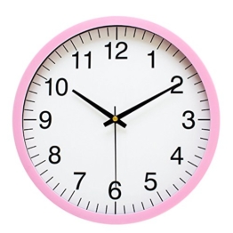 XMDZ 10 Zoll Moderne Wanduhr Quarz Lautlos Rund Hängend for Wohnzimmer Schlafzimmer Küchen Büro Kinder Zimmer Rosa - 1