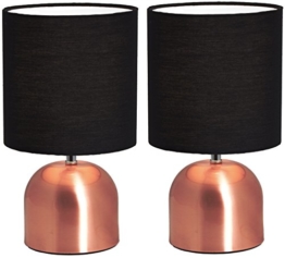 2er Set BRUBAKER Tisch- oder Nachttischlampen 28 cm Kupfer / Schwarz- Designed in Germany - 1