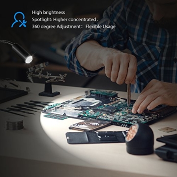 Aglaia LED Klemmleuchte 4W, Dimmbar Augepflege Bettleuchte mit 3 Helligkeitstufe, 360° Flexibel Schwanenhals Leselampe für Schlafzimmer Büro (Schwarz) - 3