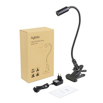 Aglaia LED Klemmleuchte 4W, Dimmbar Augepflege Bettleuchte mit 3 Helligkeitstufe, 360° Flexibel Schwanenhals Leselampe für Schlafzimmer Büro (Schwarz) - 9